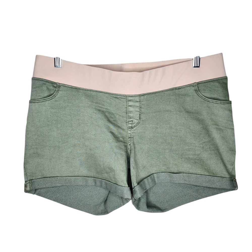 Liz Lange Maternity Olive Green Midi Shorts with Belly Band Size L